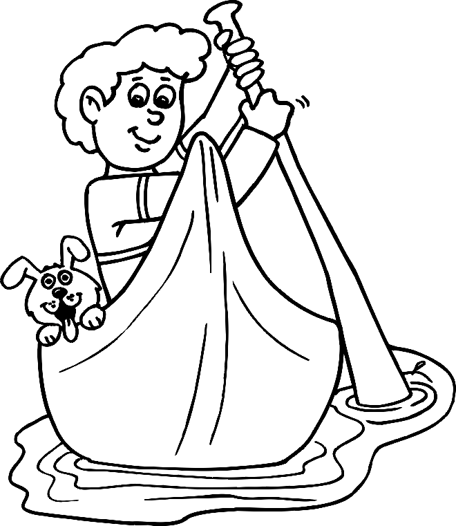 Rowing Cartoon Coloring Pages