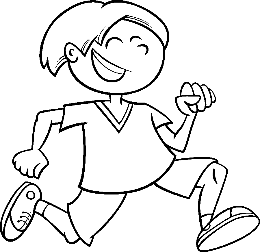 Running Boy Athletics Coloring Page