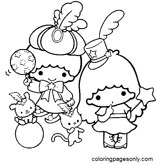 Sanrio Little Twin Stars Coloring Page - Free Printable Coloring Pages