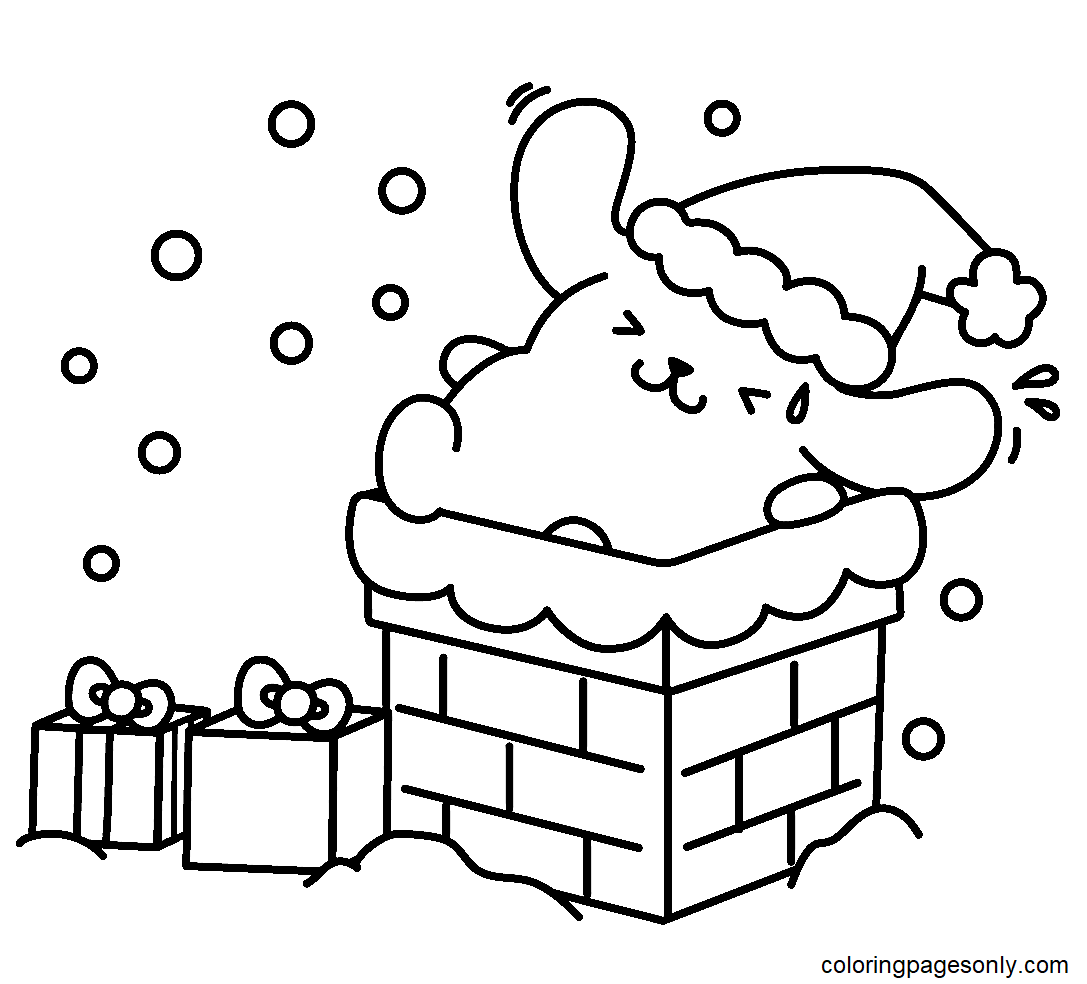 Santa Pompompurin Coloring Pages