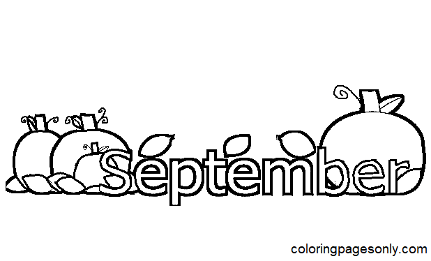 September with Pumpkins Coloring Pages