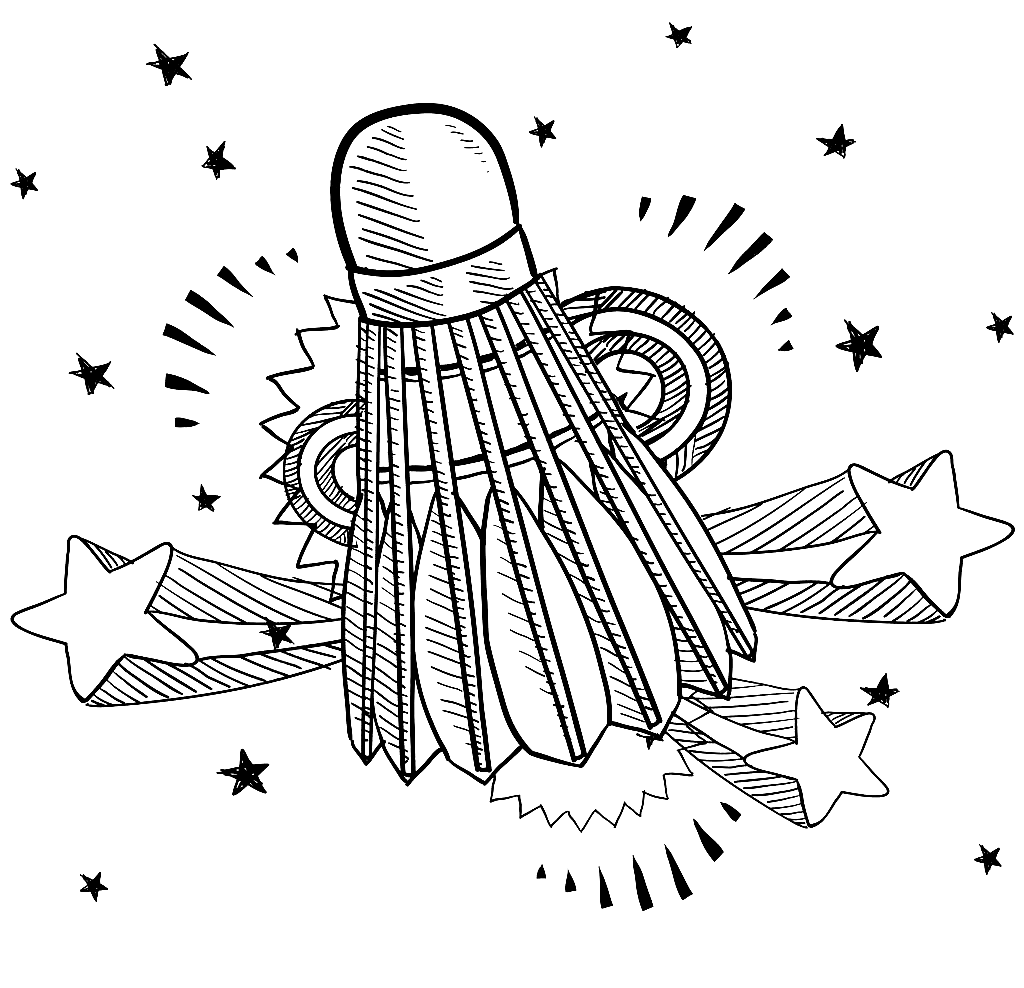 Shuttlecock for Kids Coloring Page
