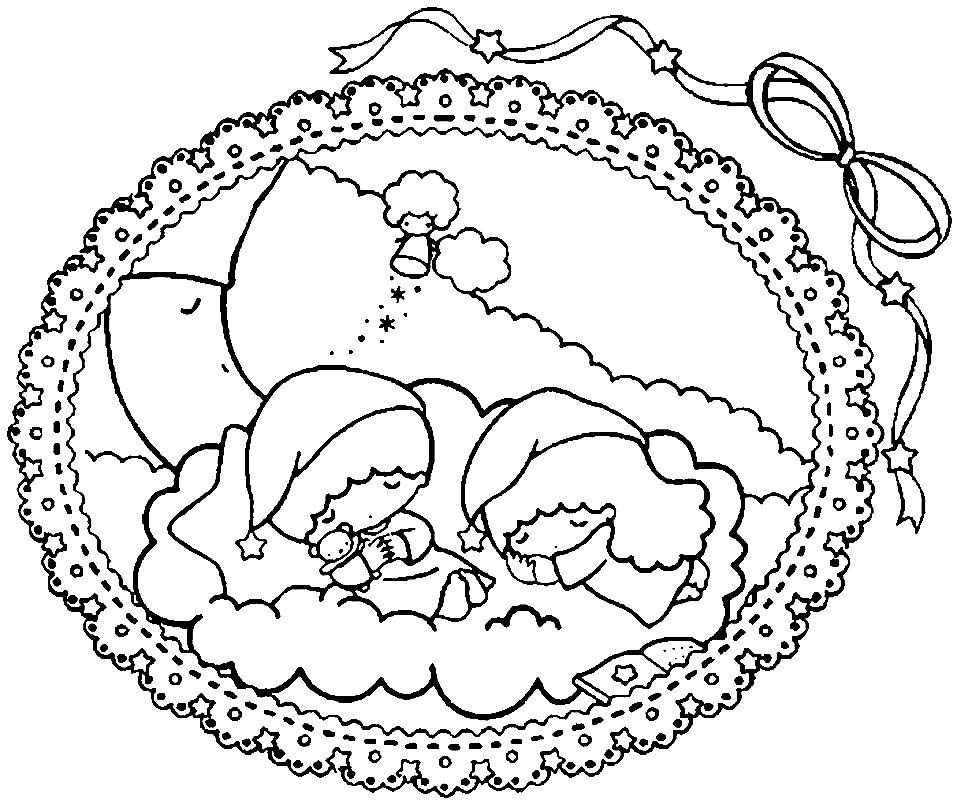Sleeping Little Twin Stars Coloring Page