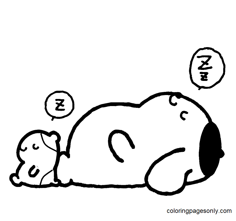 Sleeping Pompompurin Coloring Page