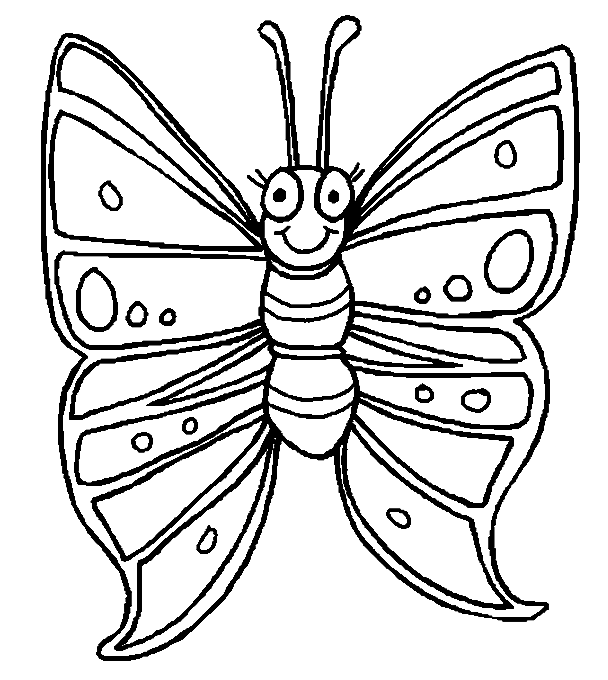 Smiling Butterfly Coloring Pages