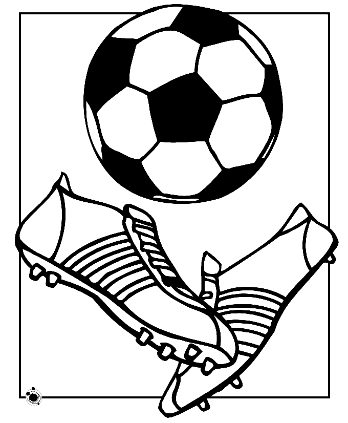 Soccer Ball with Boots Coloring Page