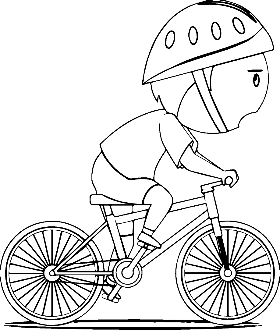 Página para colorir de ciclismo esportivo para crianças