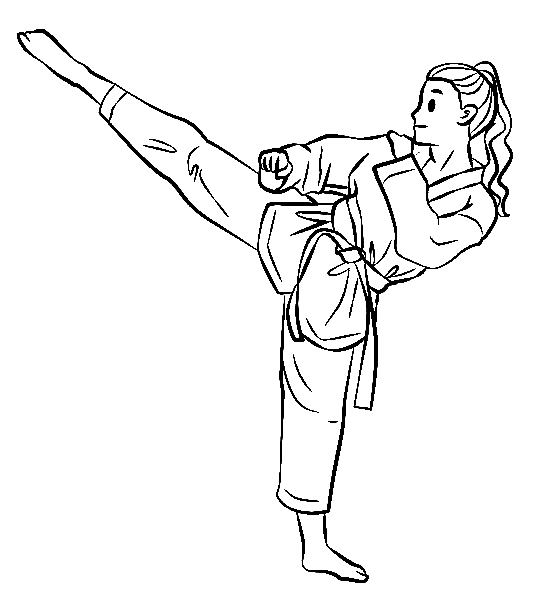 Pagina da colorare della ragazza del taekwondo