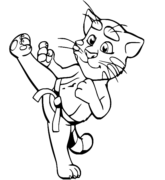Talking Tom Practices Taekwondo Coloring Pages