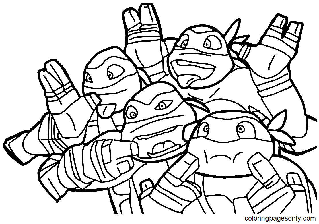 Pagina da colorare dei supereroi delle tartarughe ninja mutanti adolescenti