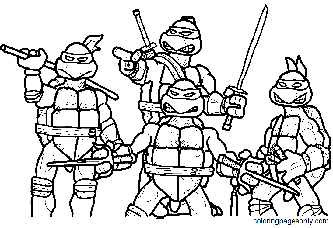Tartarugas Ninja para colorir para crianças