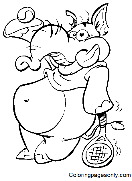 Tennis Elephant Coloring Pages