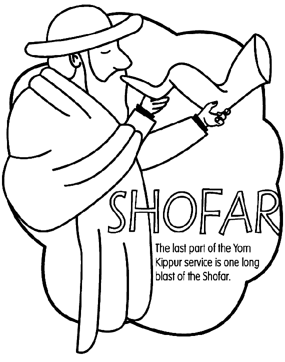 A página para colorir do Shofar