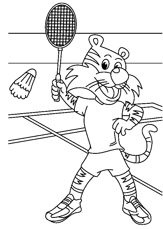 老虎打羽毛球从羽毛球