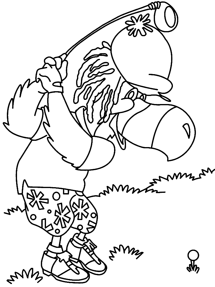 Token Playing Golf Coloring Page