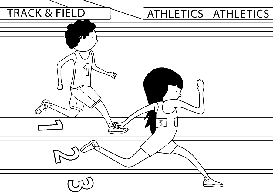 Página para colorir de atletismo de atletismo