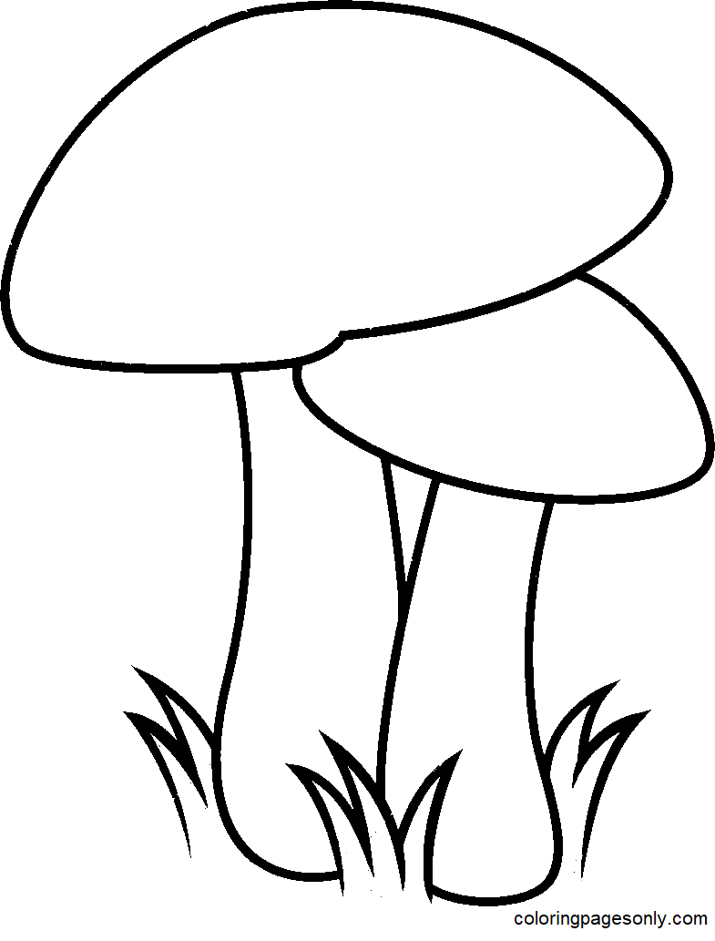 Dois cogumelos para imprimir página para colorir