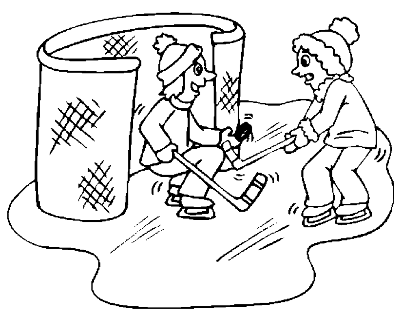 Раскраска Два человека играют в хоккей на траве