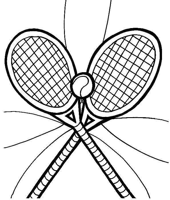 Duas raquetes de tênis para colorir