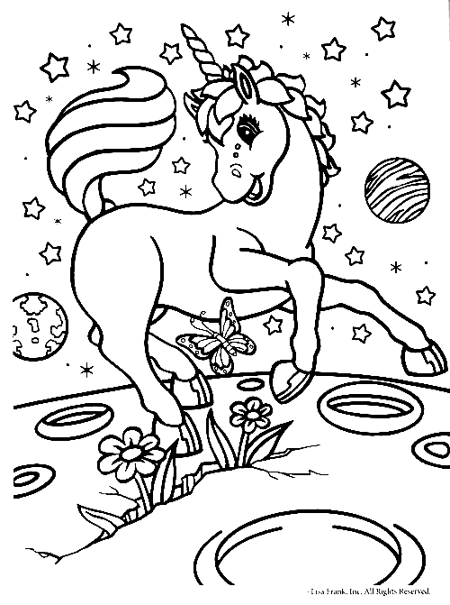 Unicorno nella pagina da colorare di Lisa Frank