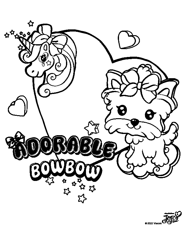 Unicorn and Bow Bow Coloring Page