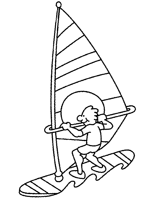 Windsurf Boy Coloring Page