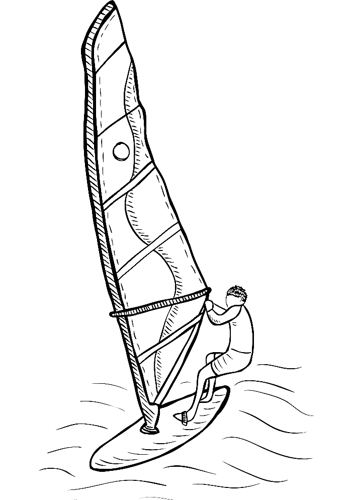 Windsurfer Boy Coloring Page