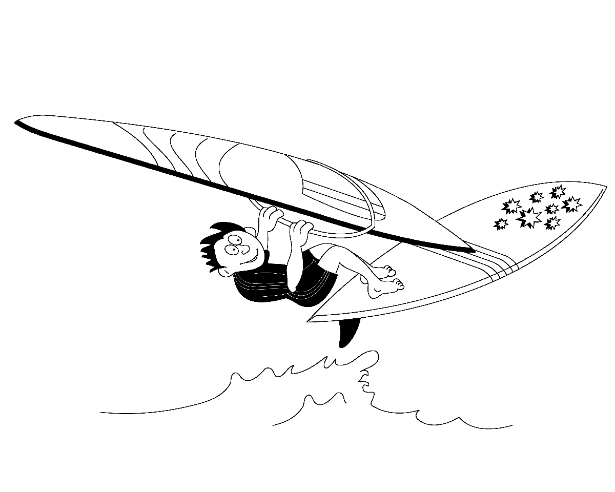 Windsurfing Wave Jumping Coloring Pages