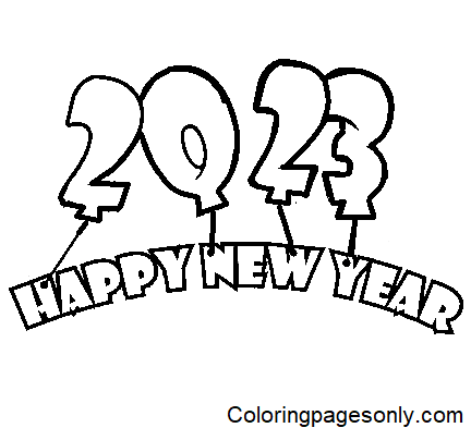 2023 frohes neues Jahr zum Ausdrucken von Malvorlagen
