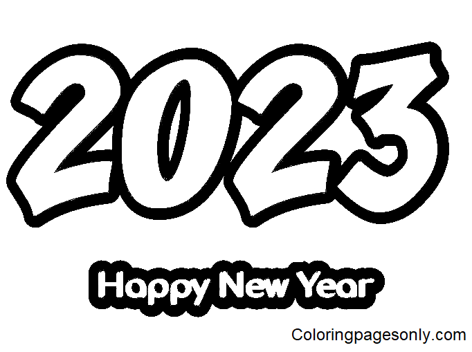 2023 Happy New Year Coloring Page