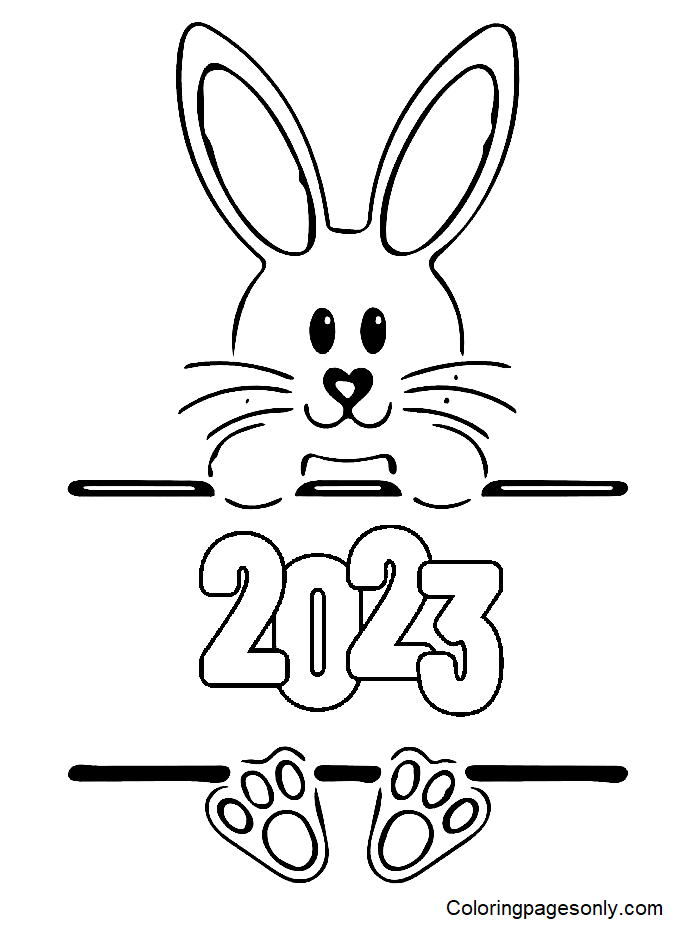 2023 Year of the Rabbit Coloring Pages - Happy New Year 2023 Coloring