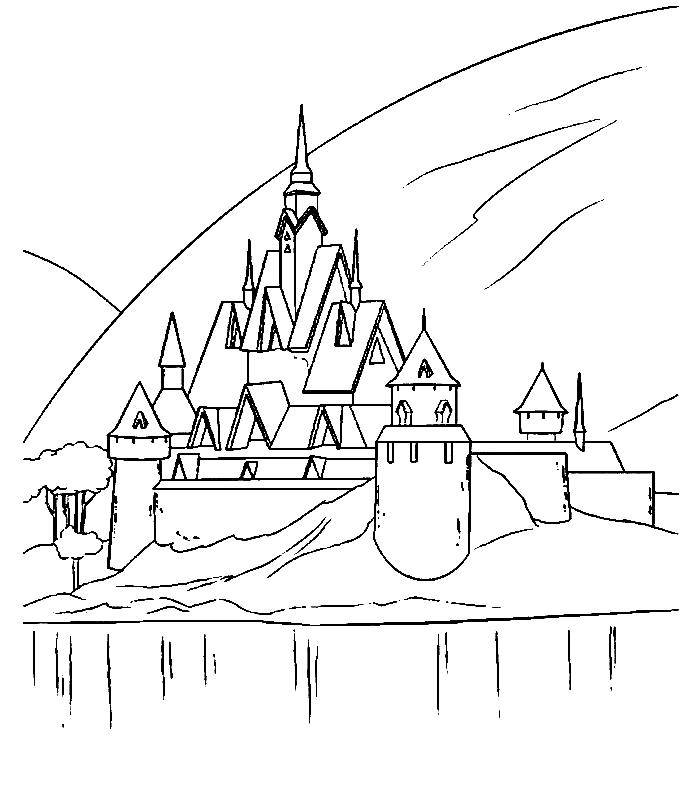 Desenho de Um lindo castelo em Arendelle para colorir
