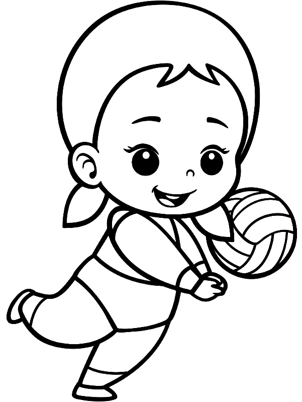 Adorable Girl Playing Volleyball Coloring Page - Free Printable ...