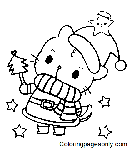 Adoráveis ​​páginas para colorir de Natal Kawaii - Páginas para