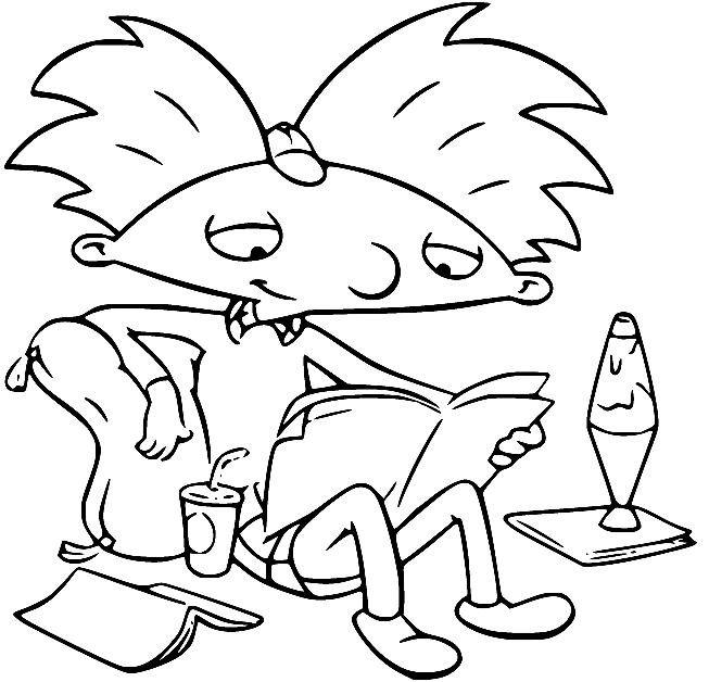 Arnold Reading a Book Coloring Page