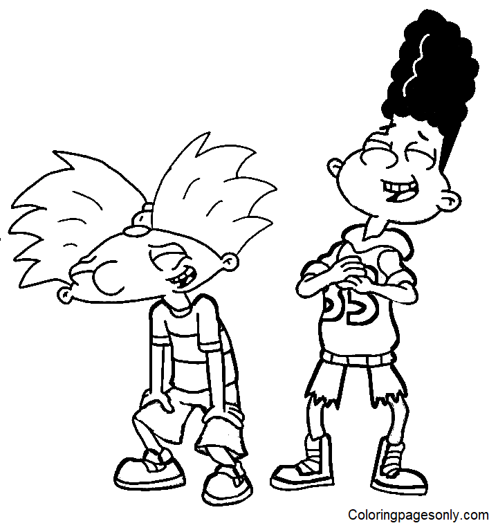 Arnold and Gerald Laughing Coloring Page