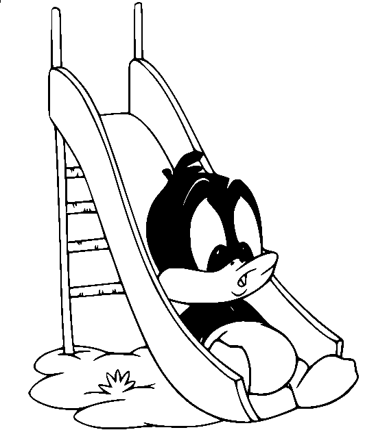 Baby Daffy Duck Playing Slide Coloring Page