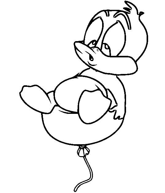 Baby Daffy Duck on the Balloon Coloring Page