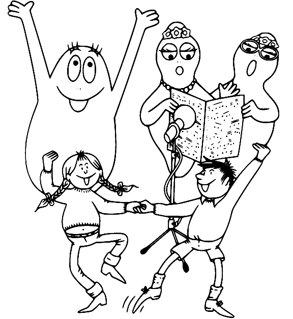 Barbabelle Singing and Kids Dancing Coloring Pages