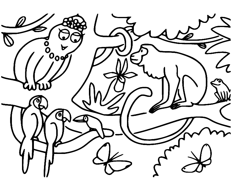 Barbabelle and Monkey Coloring Page