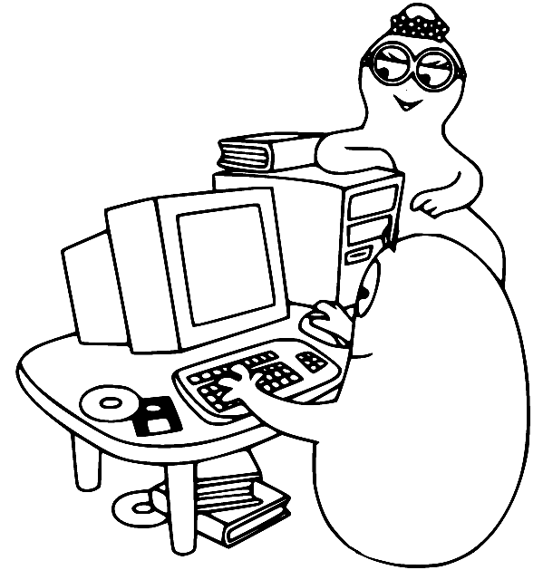 Barbalib and Barbabright with a Computer Coloring Page