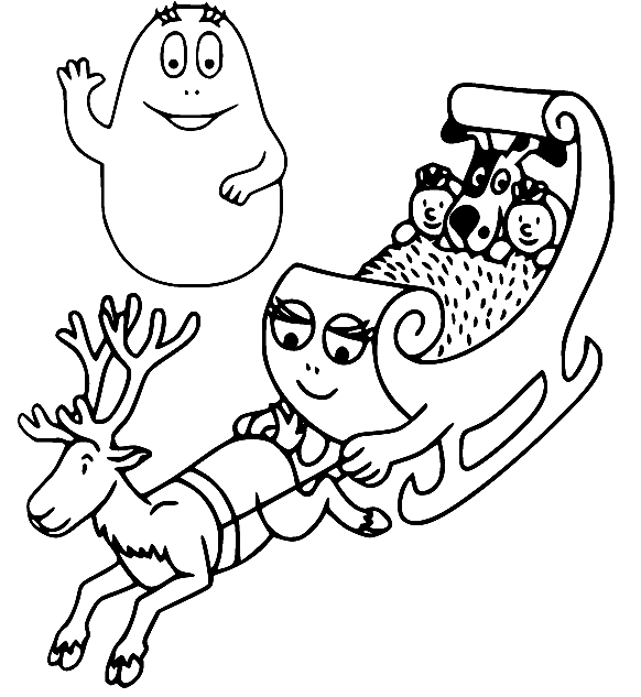 Barbapapa Turns into a Sled Coloring Pages