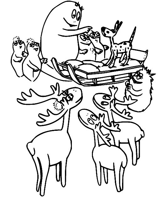 Barbapapa With Reindeer Coloring Pages