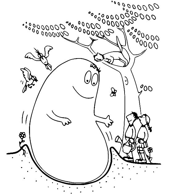 Barbapapa with Two Kids Coloring Page