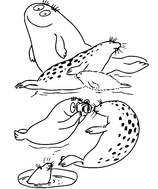 Barbazoo met zeehonden Kleurplaat