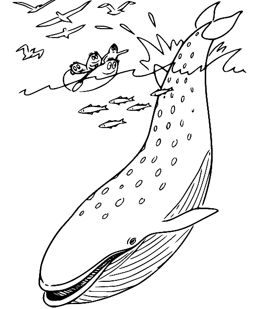 Barbazoo with a Blue Whale Coloring Pages