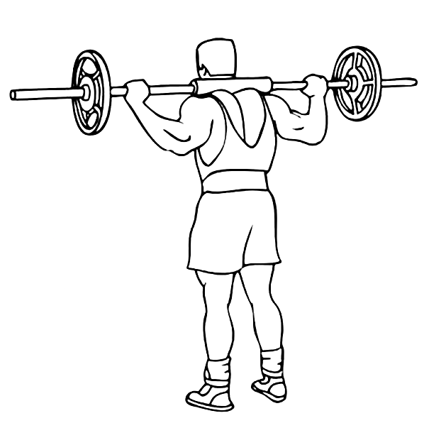 Barbell Good Morning Exercise Coloring Page. صفحة التلوين