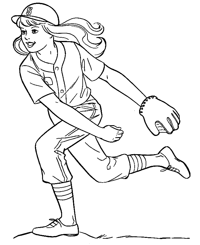 Beautiful Softball Player Coloring Pages
