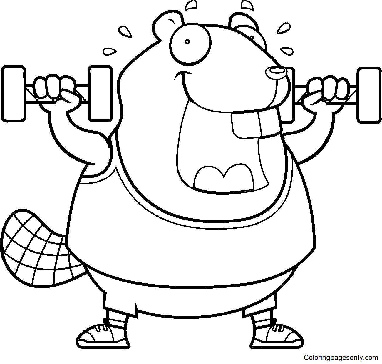 Beaver Lifting Weights Coloring Pages