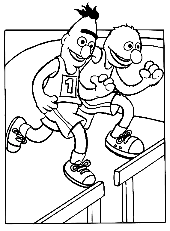 Bert en Grover Kleurplaat